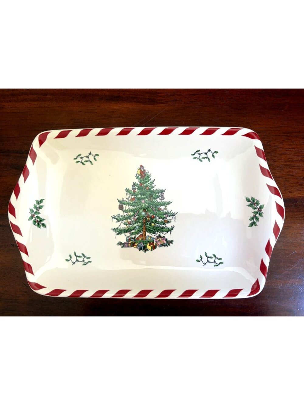 Spode Christmas Tree 12" Peppermint Dessert Tray